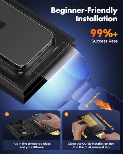 UNBREAKcable iPhone 15 Pro Max Full-Coverage Screen Protector - 3 Pack | Quick-Install Box, Edge-to-Edge Coverage, 9H Hardness, Ultra HD Clarity, Daily Protection, Smooth Touch - size: iPhone 15 Pro Max