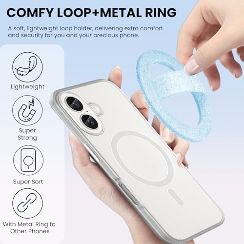 Magnetic Silicone Ring Grip Phone Holder, Magnetic Phone Grip，Phone Grip - color: Blue Sparkle