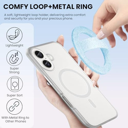 Magnetic Silicone Ring Grip Phone Holder, Magnetic Phone Grip，Phone Grip - color: Blue Sparkle