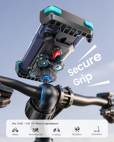 LOXP Anti-Shake Bike Phone Mount with 2026 Dual Vibration Dampener - color: Blue