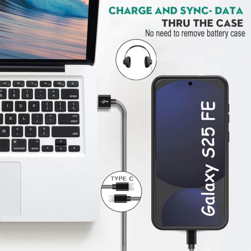 Battery Case for Galaxy S25 FE, 12000mAh High Capacity Portable Rechargeable Protective Case Support Wireless Charging Compatible with Galaxy S25 FE (6.7 inch) Extended Battery Charger Cover-Black - size: Galaxy S25 FE