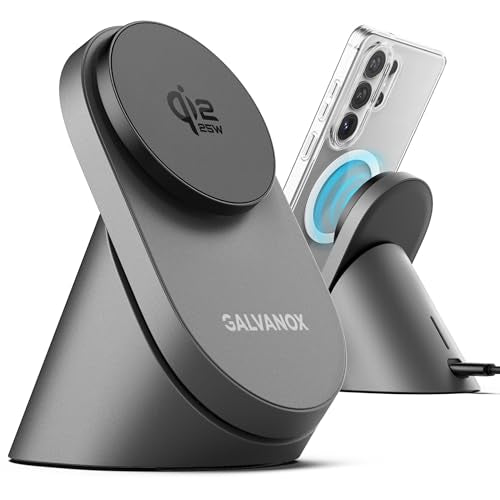 Qi2.2 Certified Magnetic Charging Stand for Samsung [25W] Compatible with MagSafe, Super-Fast Wireless Desktop Phone Charger for S26 Ultra S25 Plus Adapter Included [Active-Cooling Technology]