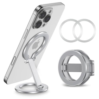 Double Magnetic Phone Grip Holder for MagSafe, Portable Phone Stand - color: Silver2