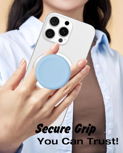 Svanove Silicone Magnetic Phone Grip Compatible with Magsafe Phone Grip Holder, Cute Cell Phones Grips Stand Collapsible Kickstand for iPhone Samsung, Slim Thin Matte Soft Rubber TPU, Light Blue - color: Light Blue, style: Magnetic