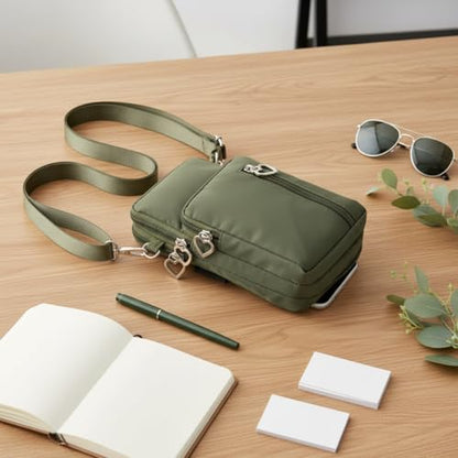 Small Crossbody Bag for Women - Mini Phone Purses with Crossbody Strap and Wallet - Nylon Arm Bag - color: A-olive Green