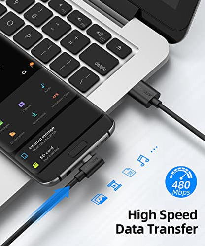 Right Angle Micro USB Cable 1FT [2 Pack], 18W Reversible USB Micro Cable - size: 1FT