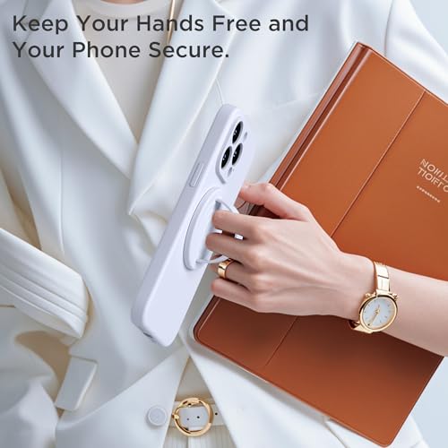 Upgraded Magnetic Phone Grip, Liquid Silicone Soft and Portable, Removable Finger Loop Ring Grip Holder for iPhone, Strong Magnetic Attraction, Compatible with MagSafe Phone Case, Light Purple - color: Light Purple