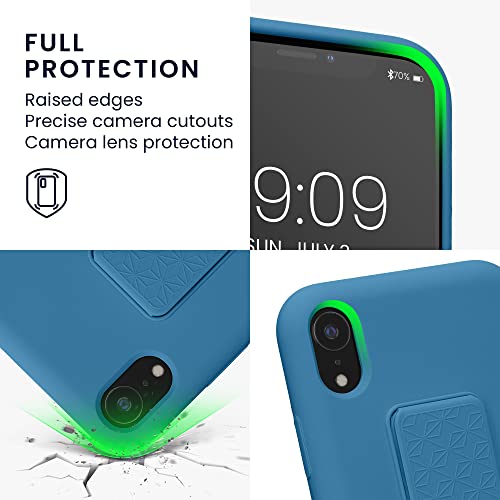 kwmobile Case for Apple iPhone XR Case - Soft TPU Cover with Silicone Coating - with Hand Strap and Stand Function - Shockproof - Caribbean Blue - color: caribbean blue