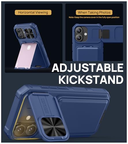 SSLOTSCASE for iPhone 17 Case with Stand & Credit Card Holder, Blue - color: Blue, size: Iphone 17