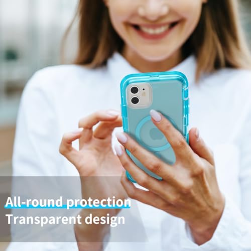 Follaroma Magnetic for iPhone 11 Case, Heavy Duty Phone Cases, Blue, 6.1" | Compatible with MagSafe, Heavy Duty Shock proof Protection, Military-Grade Anti-Drop, Dual Layer Transparent Protective Cover - color: Blue, size: iPhone 11 6.1''