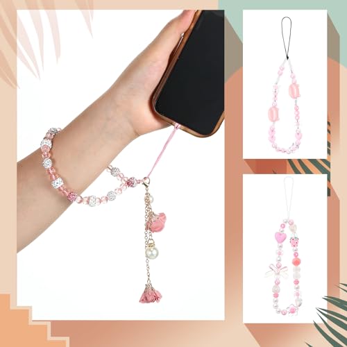 Ecally 3 Pcs Phone Charms Strap Camera Wrist Strap - color: White, style: Cute