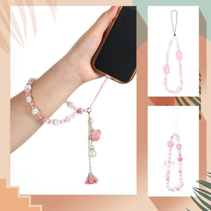 Ecally 3 Pcs Phone Charms Strap Camera Wrist Strap - color: White, style: Cute