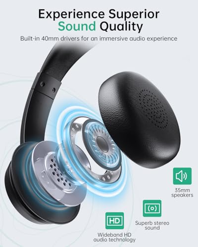 AOC Wireless Headset with Mic for Work, AI Noise Cancelling, Bluetooth - color: Midnight Black