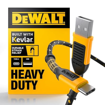 DEWALT Heavy Duty USB to USB C Cable, Jobsite Type C Cable, High Speed, 6ft - size: 6 ft