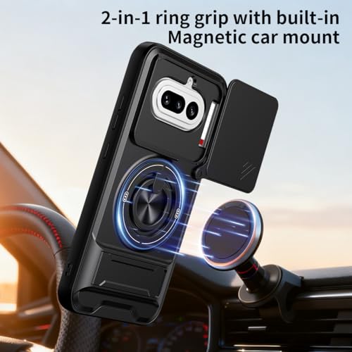 Compatible with Nothing Phone4a Case Cover,Compatible with Nothing Phone (4a) 5G A069 with Slide Camera Cover Phone Stand Protective Case Black - color: Black, size: Compatible with Nothing Phone4a