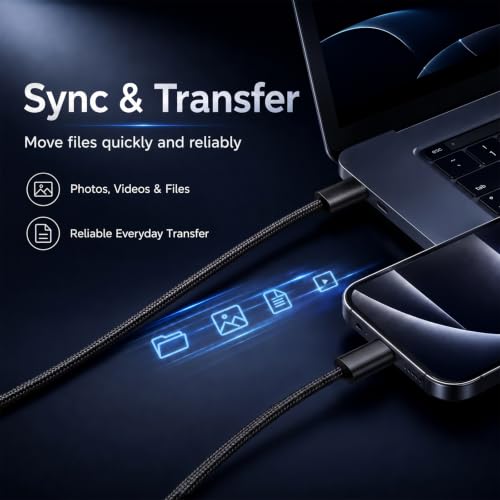 HIFI WALKER USB C to USB C Cable 2 Pack, 3.3ft Braided Cord, Black & White