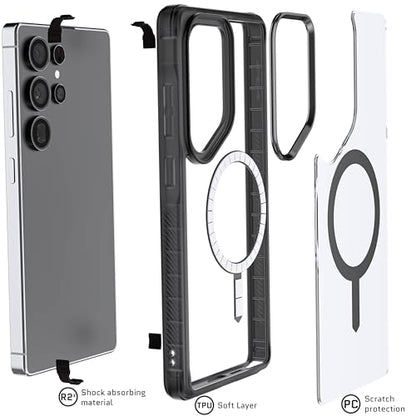 Ghostek Covert S25 Ultra MagSafe Case Clear with Magnetic Ring, Slim Thin Military Grade Shockproof Phone Cover Compatible with 2025 Samsung Galaxy S25Ultra (6.9") (Smoke Matte) - color: Smoke Matte, size: Galaxy S25 Ultra