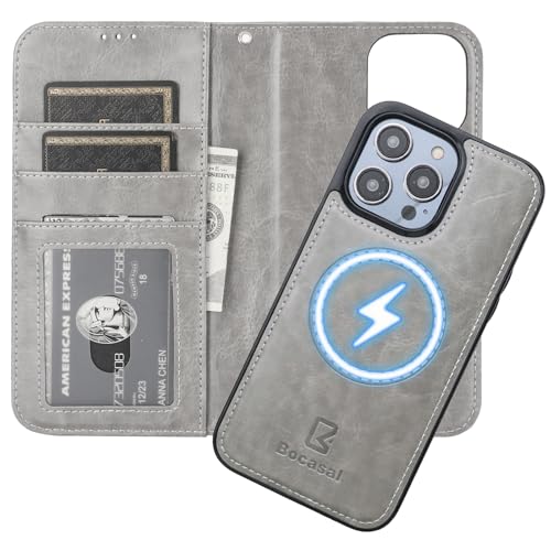 Bocasal for MagSafe Wallet Case Card Holder for iPhone 14 Pro Max Grey - color: Gray for MagSafe