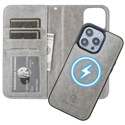 Bocasal for MagSafe Wallet Case Card Holder for iPhone 14 Pro Max Grey - color: Gray for MagSafe