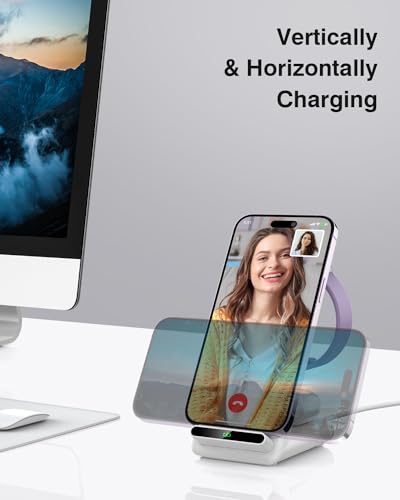 Wireless Charging Station,3 in 1 Charging Stand for Apple Multiple Devices - color: White