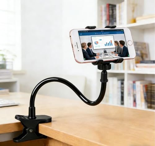 Gooseneck Phone Holder for Bed, Adjustable Clamp for Desk - 360° Cell Phone Clips Bed Stand Holder, Mount Stand Long Flexible Lazy Arm Clips Holder for Cellphone (Blue) - color: Blue