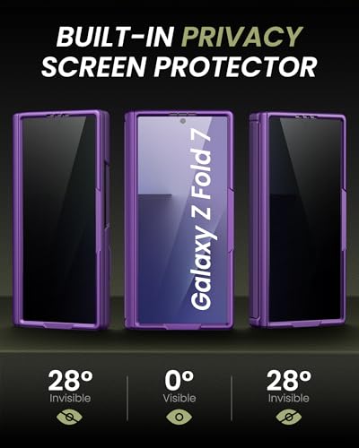 for Samsung Z Fold 7 Case with Privacy Screen Protector, Dark Purple - color: Dark Purple-Y