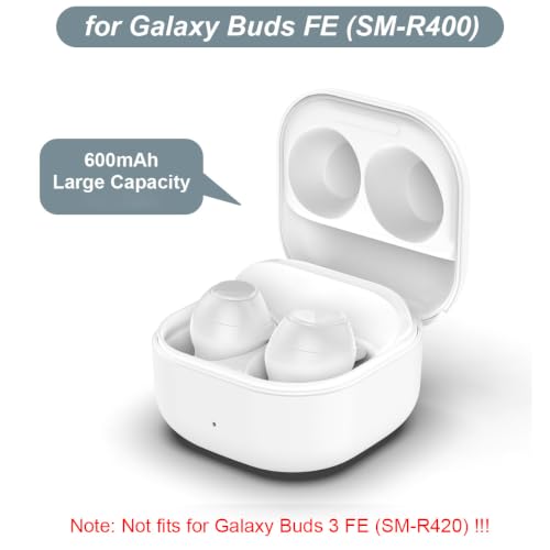 Charging Case for Galaxy Buds FE, Replacement Charger Battery Case 600mAh for Samsung Galaxy Buds FE (White) - color: White