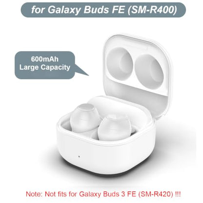 Charging Case for Galaxy Buds FE, Replacement Charger Battery Case 600mAh for Samsung Galaxy Buds FE (White) - color: White