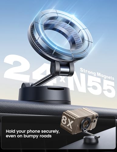 Lamicall for Magsafe Car Mount Dashboard Windshield 70LBS Powerful Suction - color: Carbon Fiber