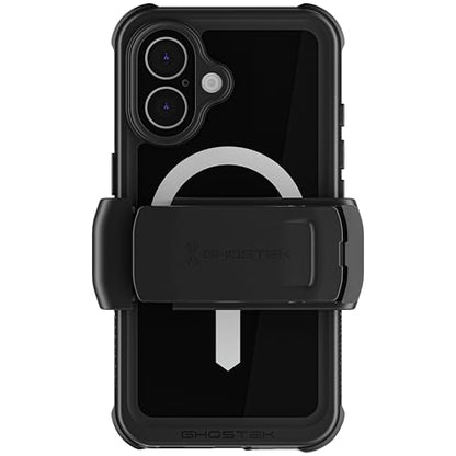 Ghostek Nautical Waterproof iPhone 16 Case with Belt Clip Holster - Screen and Camera Protector, Apple MagSafe Compatible, Rugged Heavy Duty Cover (6.1 Inch, Black) - color: Black, size: iPhone 16