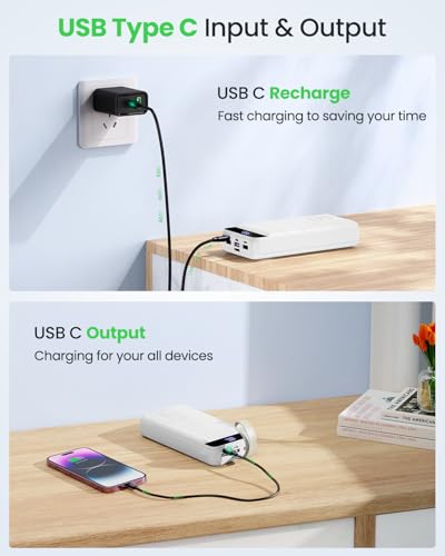 Power Bank, 50000mAh 22.5W with USB-C Fast Charging Portable Charger - color: White