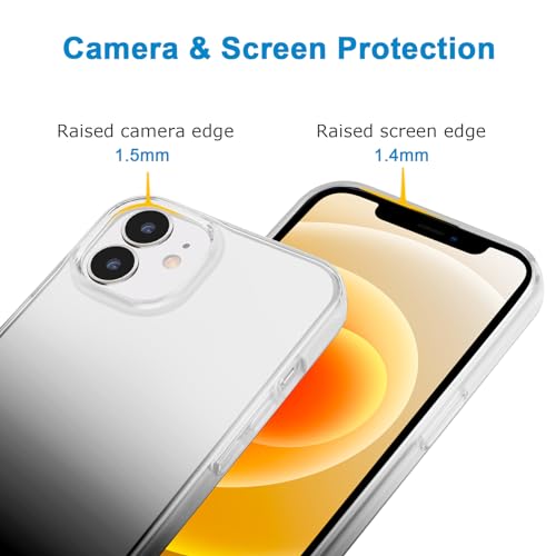 JJGoo Compatible with iPhone 12 Case & iPhone 12 Pro Case Clear Soft Transparent Shockproof Protective Slim Thin Bumper Phone Cover for 12 and 12 Pro - 6.1 inch, Black Gradient - color: Gradient Black