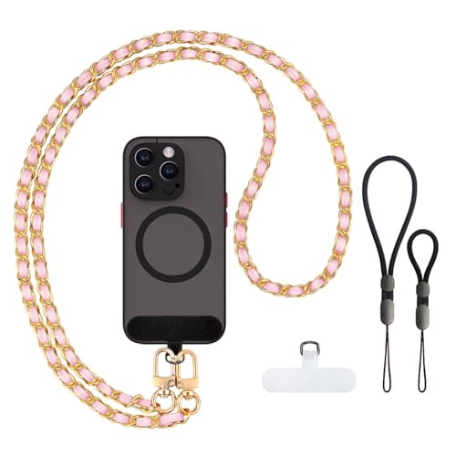 Phone Crossbody Chain, Universal Crossbody Patch Phone Lanyards, Multifuctional Compatible with Most Smartphones, Phone lanyard, Anti theft（pink-45in） - color: Pink-45in