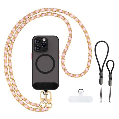 Phone Crossbody Chain, Universal Crossbody Patch Phone Lanyards, Multifuctional Compatible with Most Smartphones, Phone lanyard, Anti theft（pink-45in） - color: Pink-45in