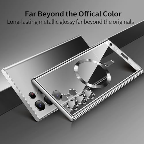 For Samsung Galaxy S23 Ultra Case（only）, Covers for s23u .Magnetic Metallic Glossy Slim Clear Luxury Soft Shockproof funda capa para for Galaxy S23 Ultra 6.8 inch .Compatible with MagSafe(Black) - color: Black