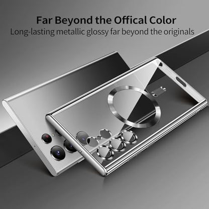 For Samsung Galaxy S23 Ultra Case（only）, Covers for s23u .Magnetic Metallic Glossy Slim Clear Luxury Soft Shockproof funda capa para for Galaxy S23 Ultra 6.8 inch .Compatible with MagSafe(Black) - color: Black