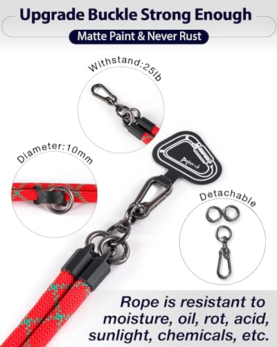Cell Phone Lanyard ×1, Tether Tab ×2, Universal Adjustable Phone Strap, Crossbody, Neck Phone Lanyard, Rope Strap - color: Holiday Red