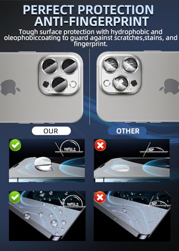 ZXZone for iPhone 16 Pro/iPhone 16 Pro Max Camera Lens Protector, Strong Adhesion Aluminum alloy & Sapphire Glass material [Drop Protection] 9H Tempered Glass Camera Cover screen Metal Ring Case Friendly Scratch Resistant Easy to Install (Silver) - color: