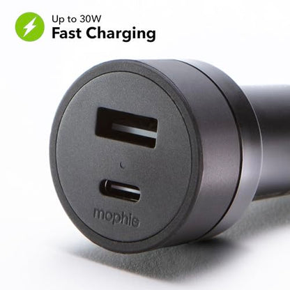 Mophie 42W Dual USB-C + USB-A Car Charger, Universal AUX Compatibility - style: USB-C & USB-A