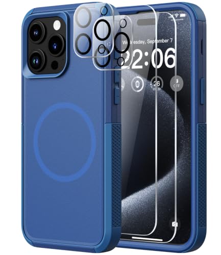 Diverbox for iPhone 15 Pro Case - [Compatible with MagSafe] [with Screen Protector ] [Shockproof] [Dropproof] Heavy Duty Protection Phone Case for iPhone 15 Pro (Blue) - color: Blue, size: iPhone 15 Pro