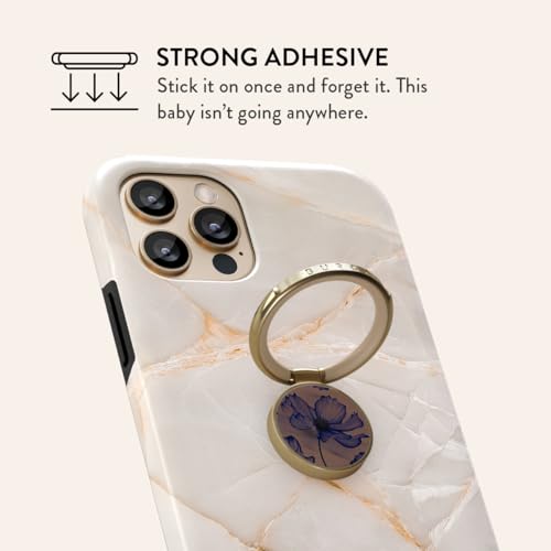 BURGA Cell Phone Ring, Holder Grip and Stand - Finger Phone Grip for Back of Smartphone Case, Kickstand 360 Rotation, Universal Ring for iPhone Samsung Galaxy Huawei Google Pixel, Stylish Accessories - color: Velvet Night, style: Gold