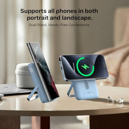 JUOVI for Magsafe Power Bank 10000mAh Portable Charger with Stand - color: Blue