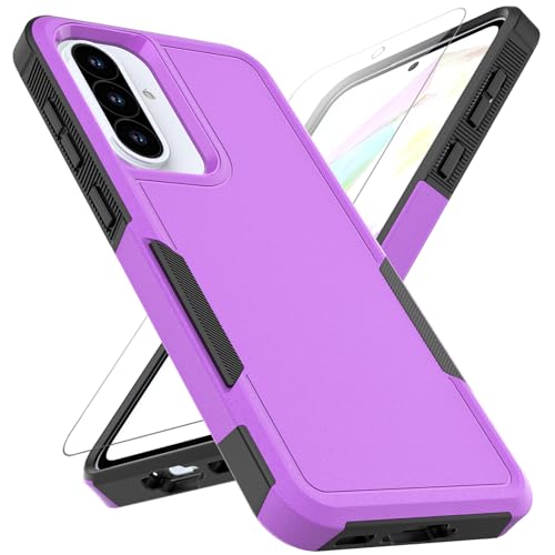 for Samsung Galaxy A37 / Galaxy A36 5G / Galaxy A57 5G Case: Dual Layer Protective Heavy Duty Cell Phone Cover Shockproof Rugged with Screen Protector - Military Protection Bumper Tough, Purple - color: Purple (PC) + Black (TPU)