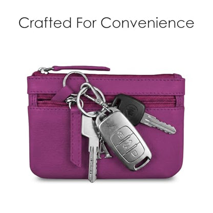 ili New York Leather Mini Compact Coin Purse - Orchid - color: Orchid