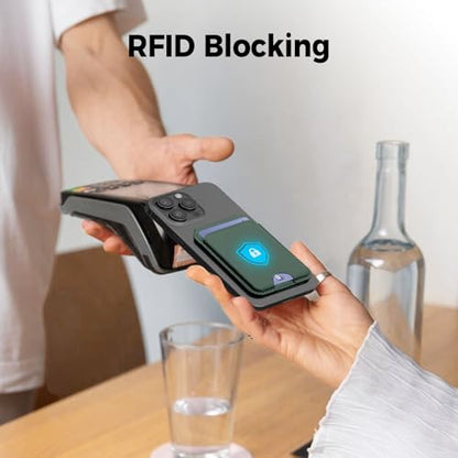 for MagSafe Wallet with Mirror, 4 Card Holder RFID Blocking Stand - color: Green