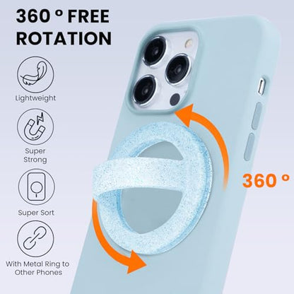 Magnetic Silicone Phone Grip Ring Holder Compatible with MagSafe Phone Case - color: Starlight Blue