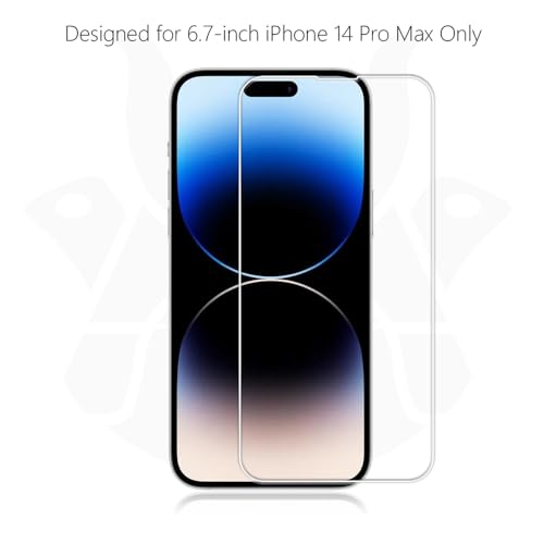 2 Pack Glass Screen Protector for iPhone 14 Pro Max | 9H Premium Tempered Glass, Lifetime Replacement, Ultra Clear, Scratch Resistant, Phone Case Compatible, Screen Saver - size: iPhone 14 Pro Max