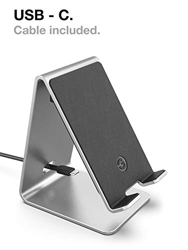 Encased PowerStand Wireless Charging Stand with Dimmable LED Backlights - Desktop Charger for iPhone, Android and Galaxy Phone Models (Aluminum Silver)