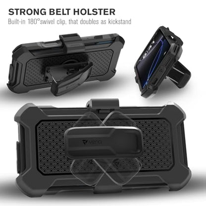 VENA vArmor for iPhone 16 Pro Max Rugged Case, Blue | Military-Grade Drop Protection, Heavy Duty, Belt Clip Holster, Kickstand, Magsafe Compatible - color: Slate Blue/Black