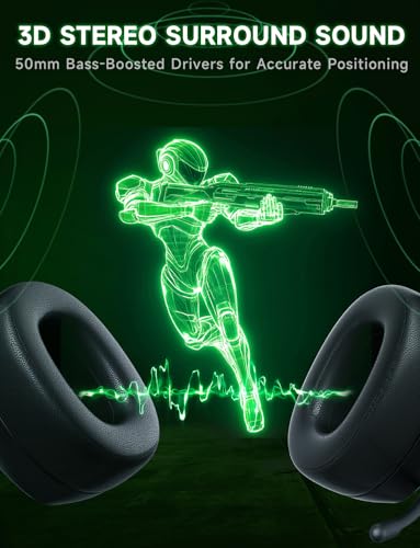 Gvyugke 2.4GHz Wireless Gaming Headsets for PS5, PS4, PC, Black Green - color: Black Green